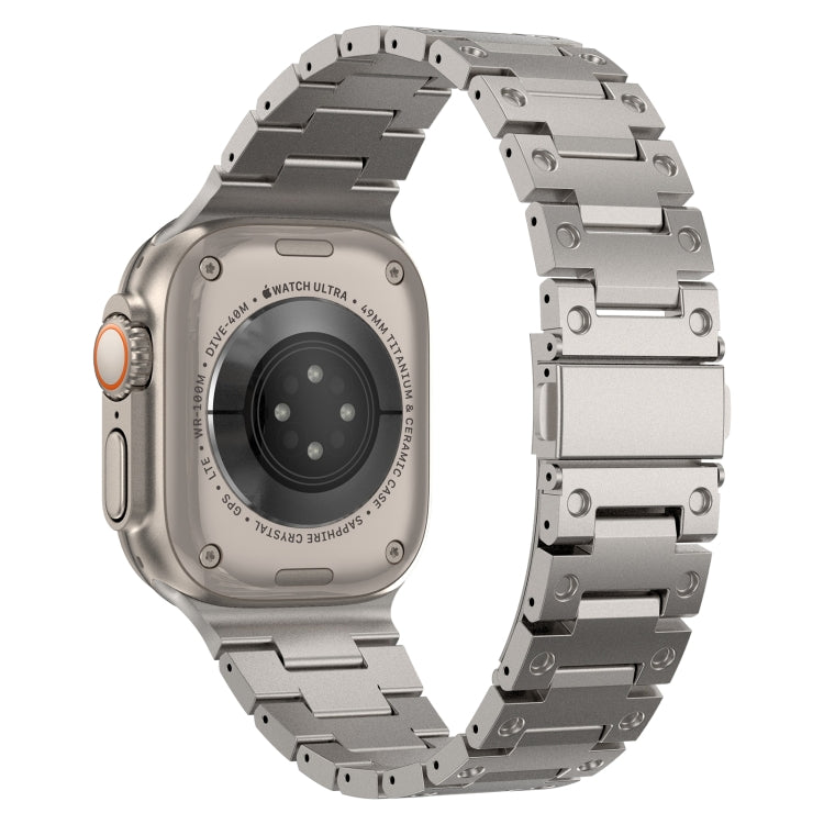 Double Rows Metal Watch Band For Apple Watch 9 45mm(Titanium) - Watch Bands by PMC TechLife | Online Shopping South Africa | PMC TechLife