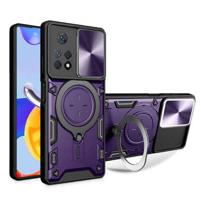 For Xiaomi Redmi Note 11 Pro CD Texture Sliding Camshield Magnetic Holder Phone Case(Purple) - Redmi Note 11 Pro Case by PMC Jewellery | Online Shopping South Africa | PMC Jewellery