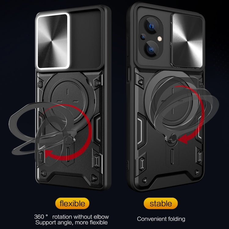 For Xiaomi Poco M5 5G CD Texture Sliding Camshield Magnetic Holder Phone Case(Black) - free shipping - PMC TechLife - Order now!