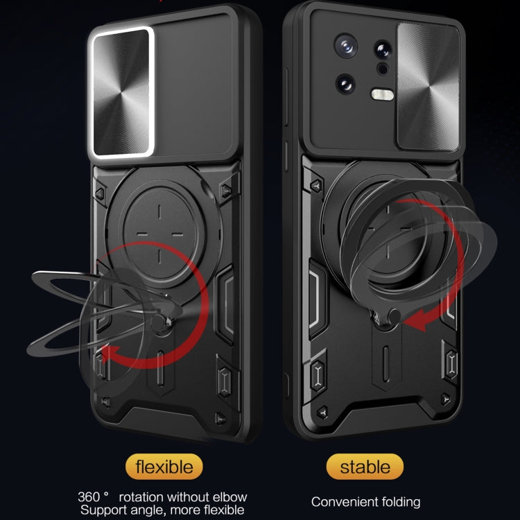 For Xiaomi 13 CD Texture Sliding Camshield Magnetic Holder Phone Case(Red) - free shipping - PMC TechLife - Order now!