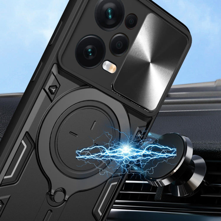 For Xiaomi Redmi Note 12 Pro 5G CD Texture Sliding Camshield Magnetic Holder Phone Case(Black) - free shipping - PMC TechLife - Order now!