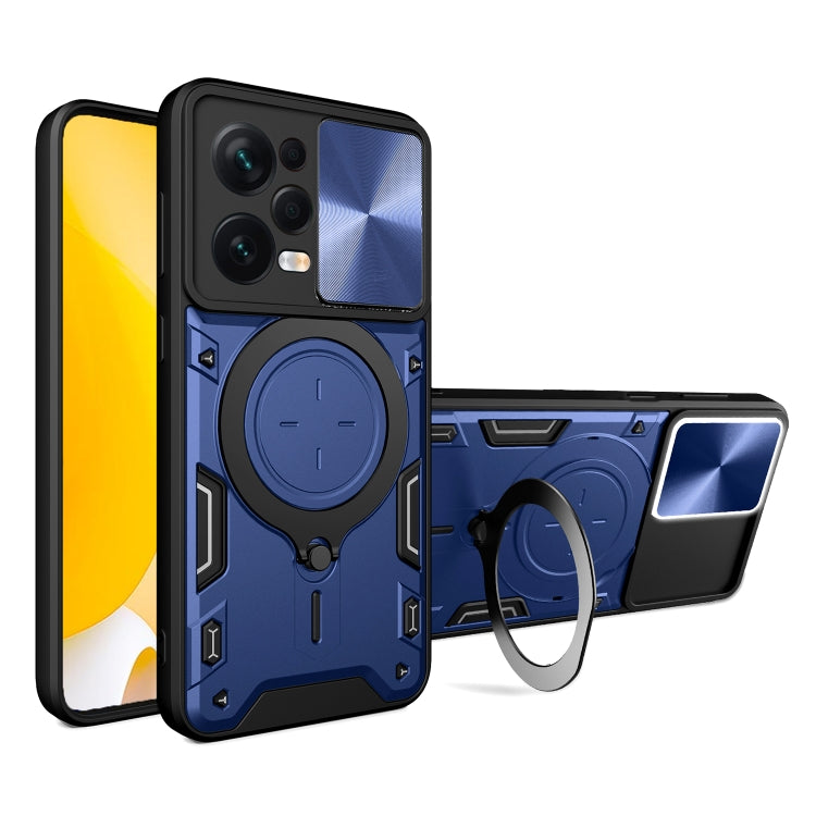 For Xiaomi Redmi Note 12 Pro 5G CD Texture Sliding Camshield Magnetic Holder Phone Case(Blue) - free shipping - PMC TechLife - Order now!