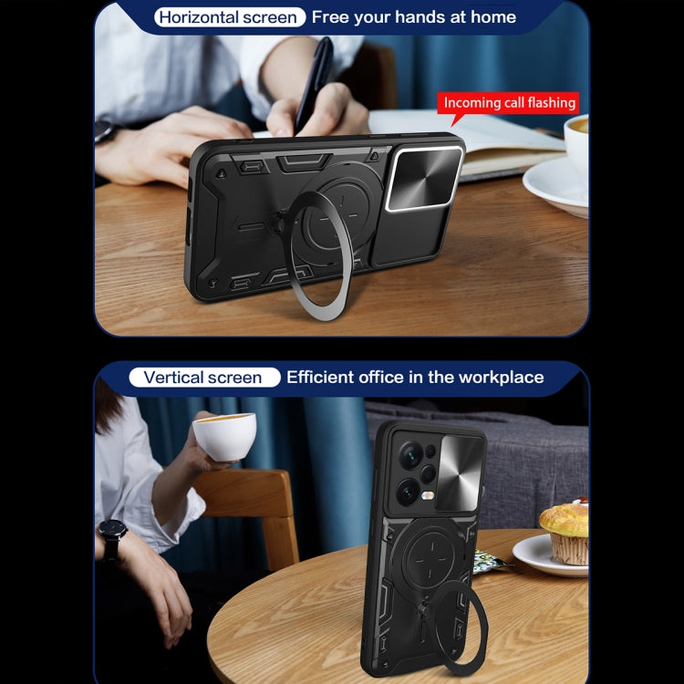 For Xiaomi Redmi Note 12 Pro 5G CD Texture Sliding Camshield Magnetic Holder Phone Case(Blue) - free shipping - PMC TechLife - Order now!