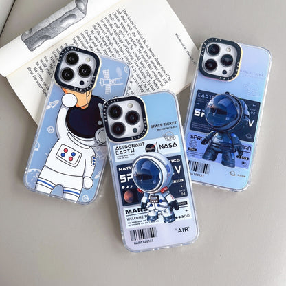 For iPhone 12 Astronaut Pattern Shockproof PC Protective Phone Case(Black) - iPhone 12 / 12 Pro Cases by PMC Jewellery | Online Shopping South Africa | PMC Jewellery