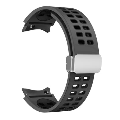 For Samsung Galaxy Watch5 Double-row Hole Folding Buckle Silicone Watch Band(Black) - Watch Bands by PMC Jewellery | Online Shopping South Africa | PMC Jewellery