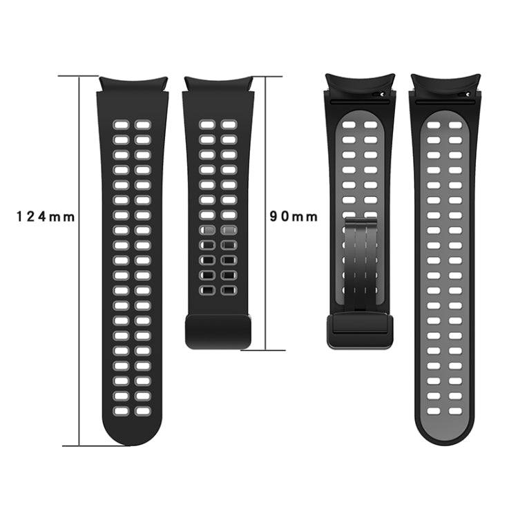 For Samsung Galaxy Watch5 Double-row Hole Folding Buckle Silicone Watch Band(Orange Black) - Watch Bands by PMC Jewellery | Online Shopping South Africa | PMC Jewellery