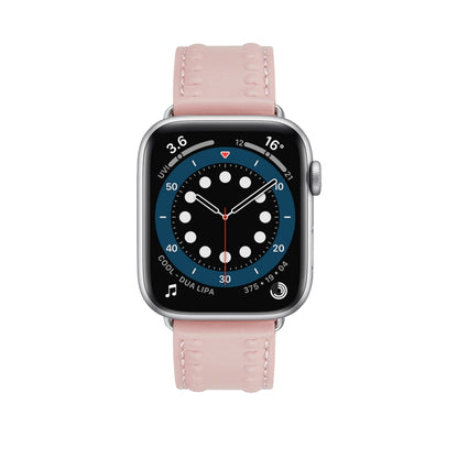 Embossed Love Genuine Leather Watch Band For Apple Watch Ultra 49mm(Pink) - Watch Bands by PMC Jewellery | Online Shopping South Africa | PMC Jewellery