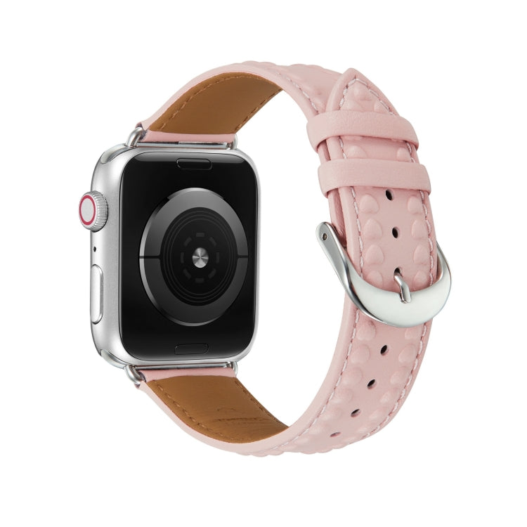 Embossed Love Genuine Leather Watch Band For Apple Watch 4 40mm(Pink) - Watch Bands by PMC TechLife | Online Shopping South Africa | PMC TechLife
