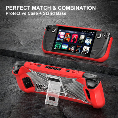 For Steam Deck Shockproof Game Console Case with Holder & Shoulder Strap(Red+Transparent) - Accessories by PMC Jewellery | Online Shopping South Africa | PMC Jewellery