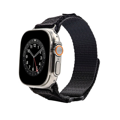 Nylon Two Section Watch Band For Apple Watch 8 45mm(Black) - Watch Bands by PMC Jewellery | Online Shopping South Africa | PMC Jewellery