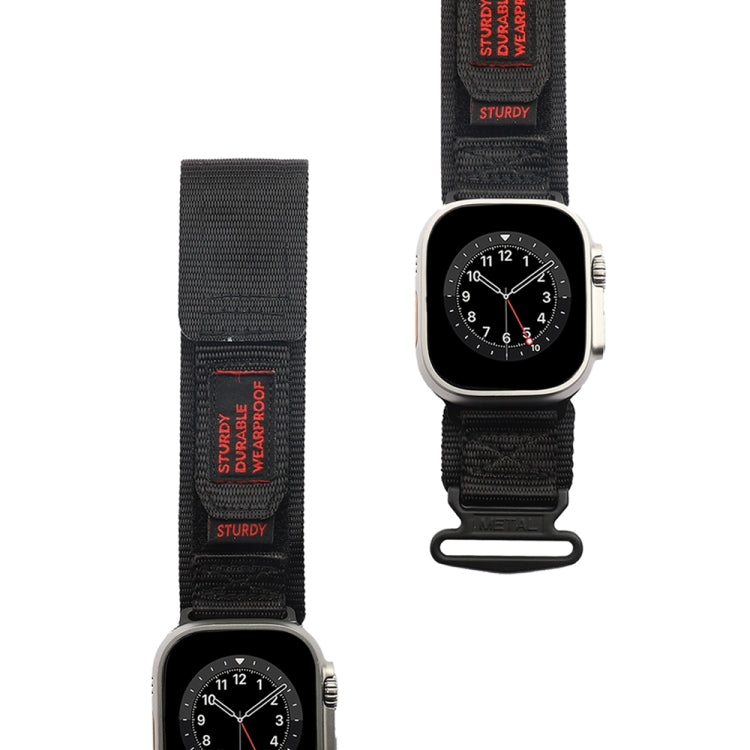 Nylon Two Section Watch Band For Apple Watch 8 45mm(Black) - Watch Bands by PMC TechLife | Online Shopping South Africa | PMC TechLife