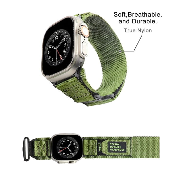 Nylon Two Section Watch Band For Apple Watch 7 45mm(Dark Green) - Watch Bands by PMC Jewellery | Online Shopping South Africa | PMC Jewellery