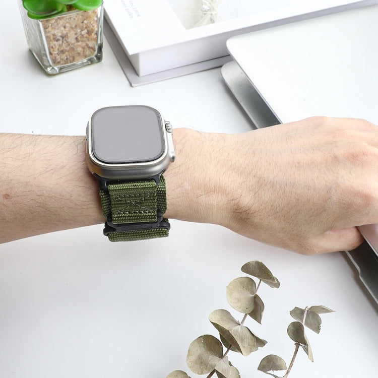 Nylon Two Section Watch Band For Apple Watch 5 44mm(Dark Green) - Watch Bands by PMC TechLife | Online Shopping South Africa | PMC TechLife