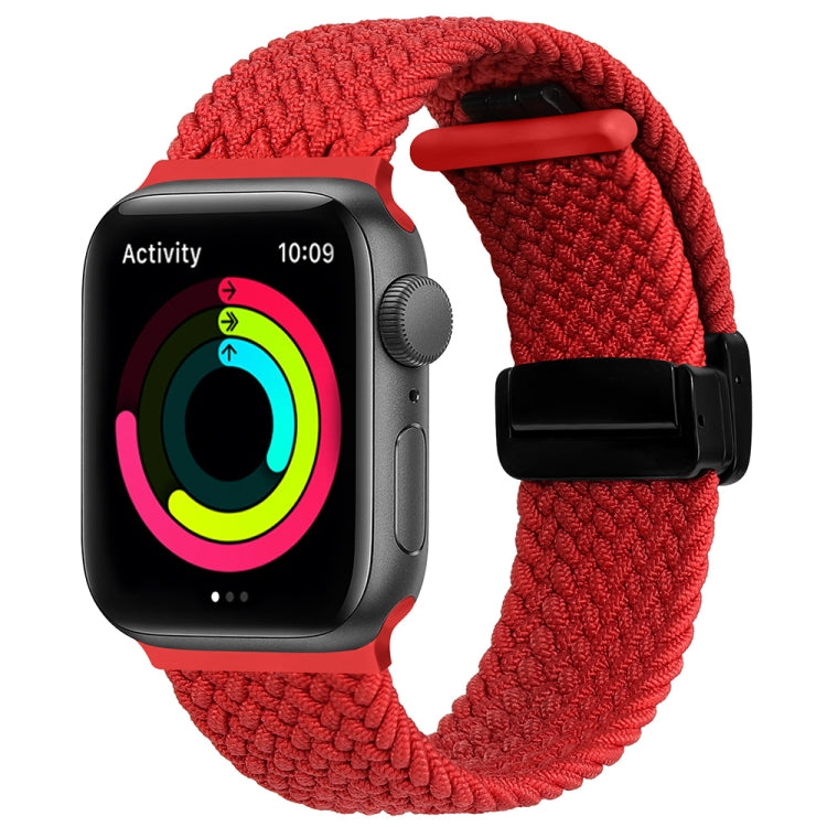 Magnetic Fold Clasp Woven Watch Band For Apple Watch 8 41mm(Red) - Watch Bands by PMC TechLife | Online Shopping South Africa | PMC TechLife