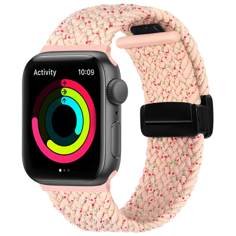 Magnetic Fold Clasp Woven Watch Band For Apple Watch 8 41mm(Starlight Pink) - Watch Bands by PMC TechLife | Online Shopping South Africa | PMC TechLife