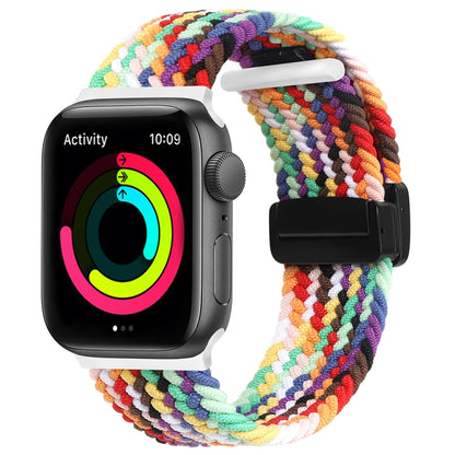 Magnetic Fold Clasp Woven Watch Band For Apple Watch SE 2022 40mm(Rainbow Color) - Watch Bands by PMC Jewellery | Online Shopping South Africa | PMC Jewellery