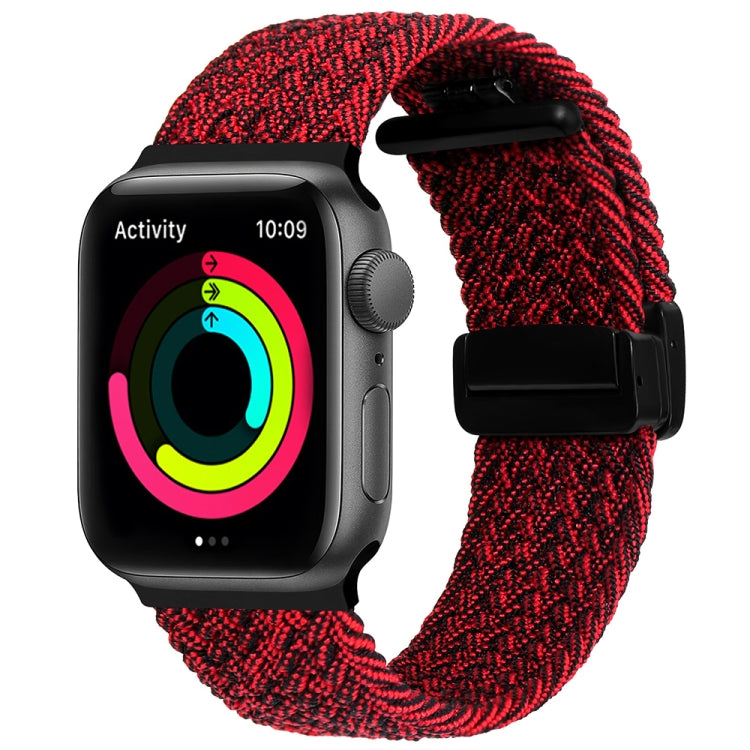 Magnetic Fold Clasp Woven Watch Band For Apple Watch SE 2022 40mm(Black Sand Red) - Watch Bands by PMC Jewellery | Online Shopping South Africa | PMC Jewellery