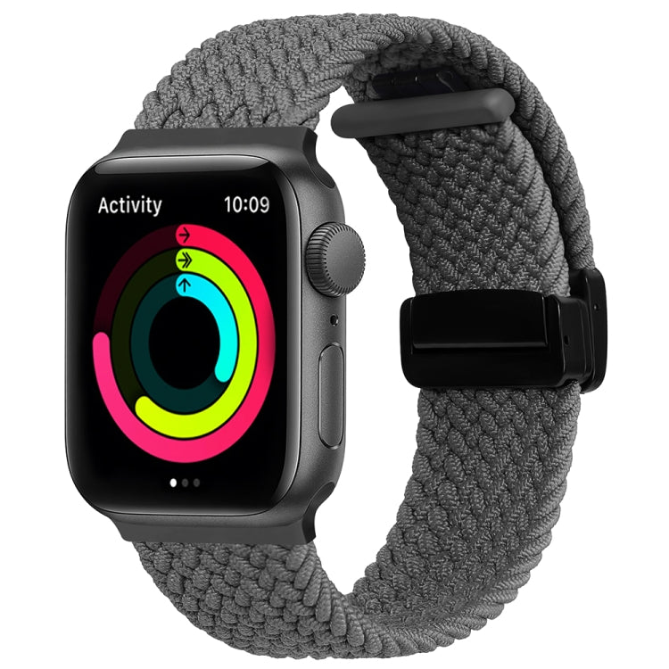 Magnetic Fold Clasp Woven Watch Band For Apple Watch 7 41mm(Grey) - Watch Bands by PMC TechLife | Online Shopping South Africa | PMC TechLife