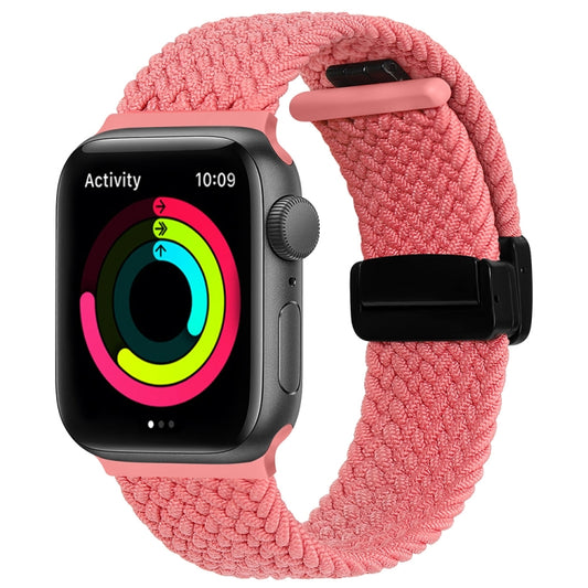 Magnetic Fold Clasp Woven Watch Band For Apple Watch 5 44mm(Pink) - Watch Bands by PMC Jewellery | Online Shopping South Africa | PMC Jewellery