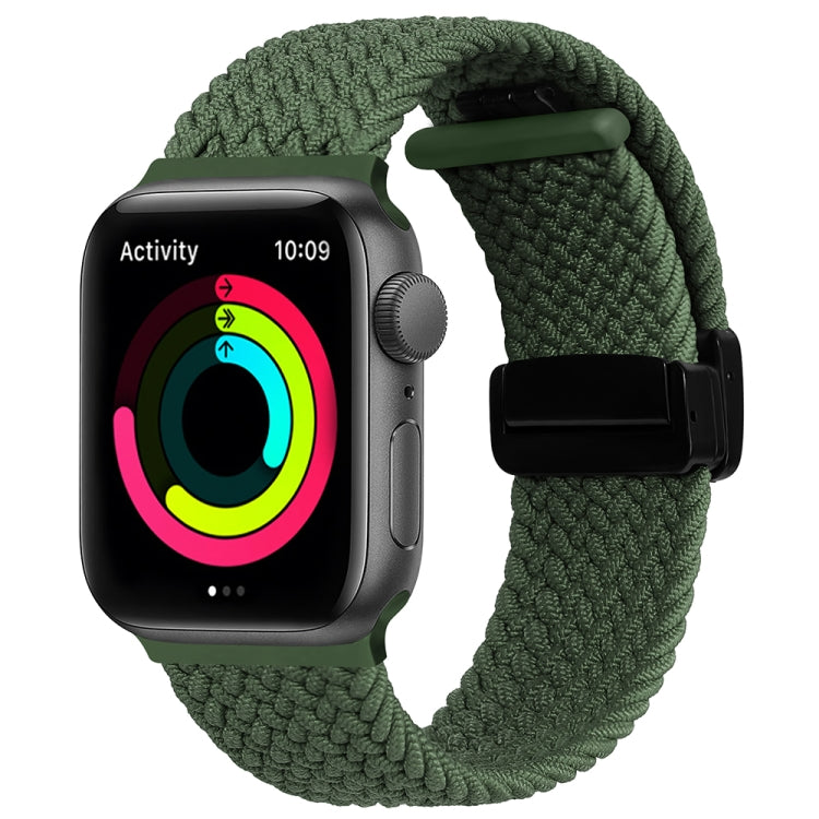 Magnetic Fold Clasp Woven Watch Band For Apple Watch 5 44mm(Green) - Watch Bands by PMC Jewellery | Online Shopping South Africa | PMC Jewellery