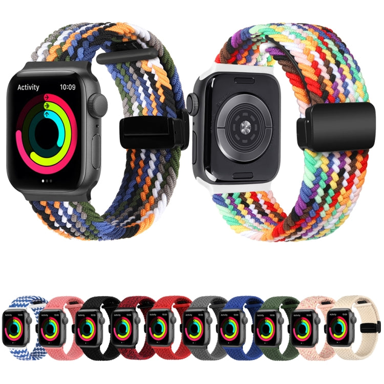 Magnetic Fold Clasp Woven Watch Band For Apple Watch 5 44mm(Rainbow Color) - Watch Bands by PMC Jewellery | Online Shopping South Africa | PMC Jewellery