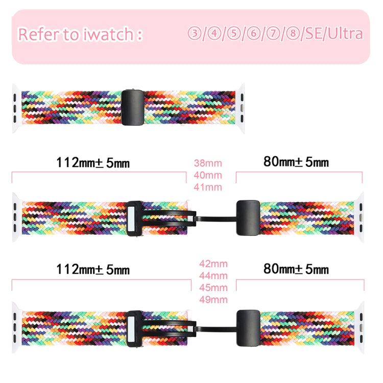 Magnetic Fold Clasp Woven Watch Band For Apple Watch SE 40mm(Rainbow Color) - Watch Bands by PMC Jewellery | Online Shopping South Africa | PMC Jewellery