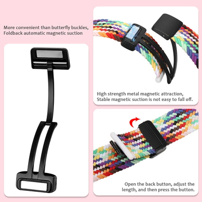 Magnetic Fold Clasp Woven Watch Band For Apple Watch 8 45mm(Rainbow Color) - Watch Bands by PMC Jewellery | Online Shopping South Africa | PMC Jewellery