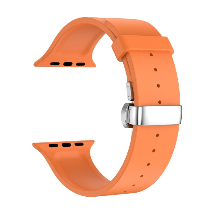 Metal Butterfly Buckle Silicone Watch Band For Apple Watch SE 44mm(Orange) - Watch Bands by PMC Jewellery | Online Shopping South Africa | PMC Jewellery