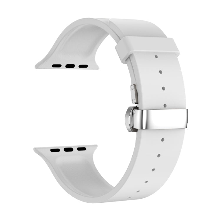 Metal Butterfly Buckle Silicone Watch Band For Apple Watch 5 40mm(White) - Watch Bands by PMC Jewellery | Online Shopping South Africa | PMC Jewellery