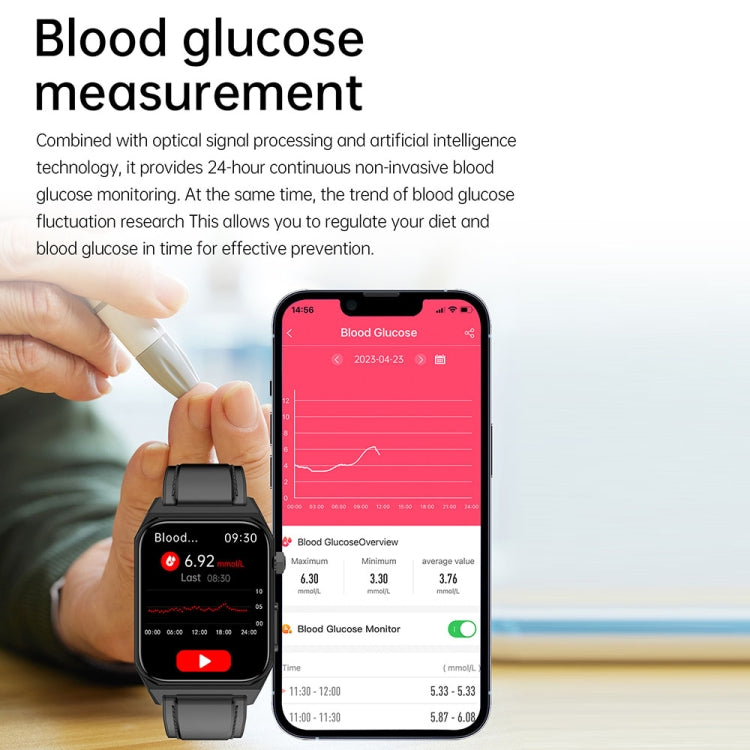 E530 1.91 inch IP68 Waterproof Silicone Band Smart Watch Supports ECG / Non-invasive Blood Sugar(Black) - Smart Watches by PMC Jewellery | Online Shopping South Africa | PMC Jewellery