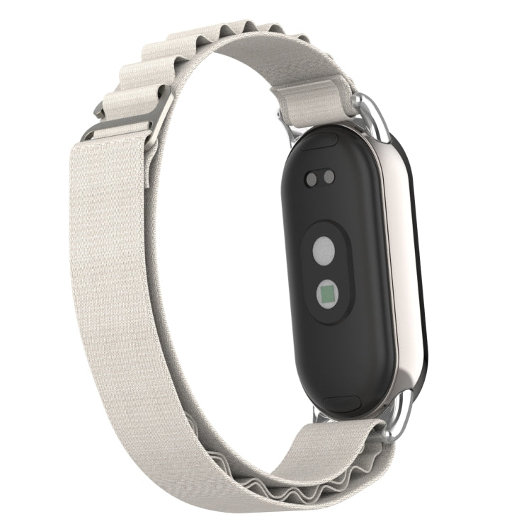 For Xiaomi Mi Band 8 Metal Plug Loop Nylon Watch Band(Silver+Starlight) - Watch Bands by PMC TechLife | Online Shopping South Africa | PMC TechLife