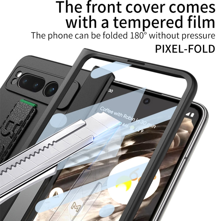 For Google Pixel Fold GKK Integrated Fold Hinge Full Coverage Phone Case with Wrist Strap(Black) - Google Cases by GKK | Online Shopping South Africa | PMC Jewellery