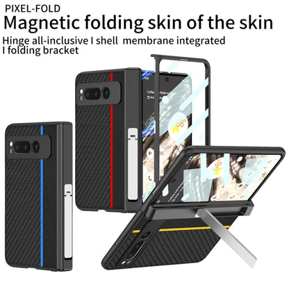 For Google Pixel Fold GKK Integrated Contrast Color Fold Hinge Leather Phone Case with Holder(Red) - Google Cases by GKK | Online Shopping South Africa | PMC Jewellery