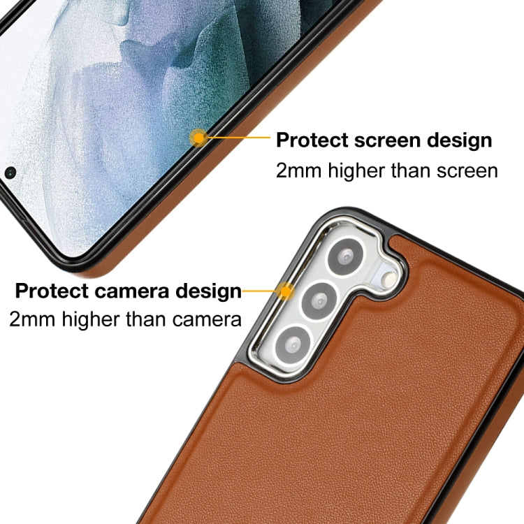 For Samsung Galaxy S22 5G Leather Texture Full Coverage Phone Case(Brown) - free shipping - PMC TechLife - Order now!