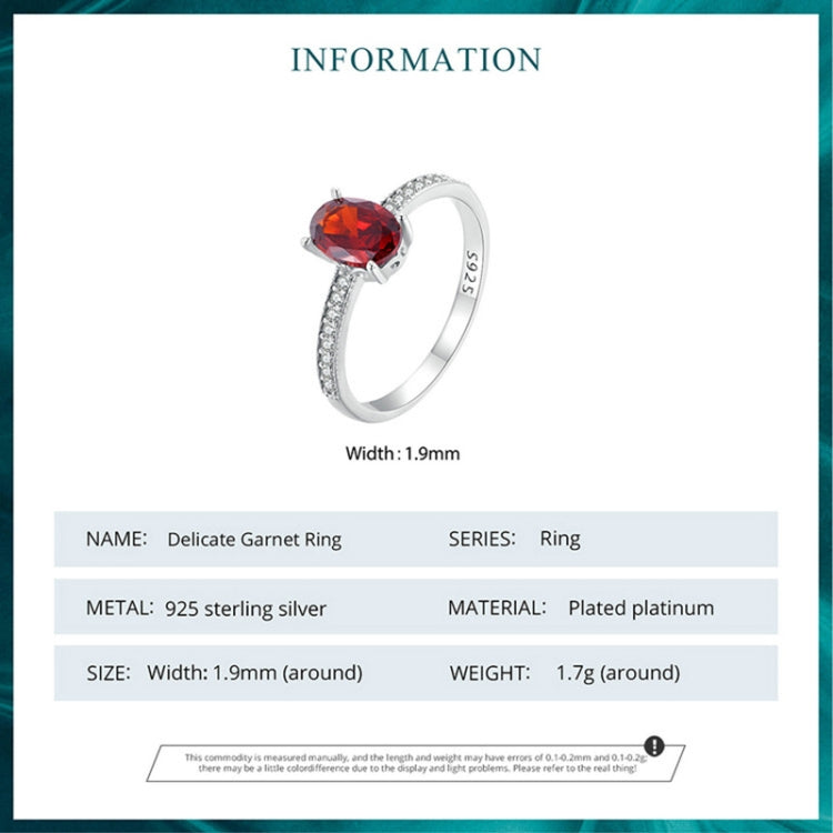 BSR460-6RD S925 Sterling Silver White Gold Plated Zircon Exquisite Pomegranate Ring Hand Decoration - Rings by PMC Jewellery | Online Shopping South Africa | PMC Jewellery