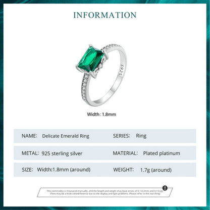 BSR461-6 S925 Sterling Silver White Gold Plated Light Luxury Green Diamond Ring Hand Decoration - Rings by PMC Jewellery | Online Shopping South Africa | PMC Jewellery