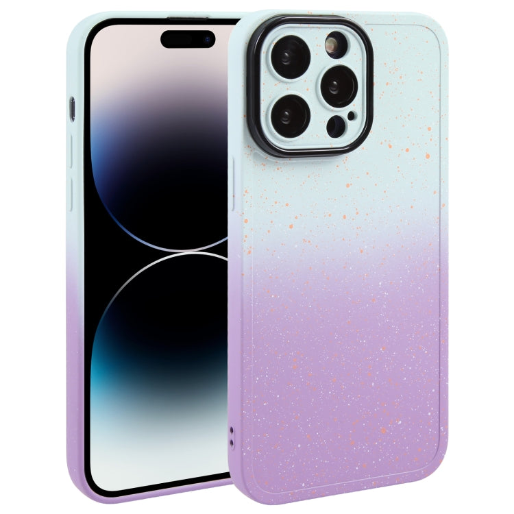 For iPhone 14 Pro Gradient Starry Silicone Phone Case with Lens Film(White Purple) - iPhone 14 Pro Cases by PMC Jewellery | Online Shopping South Africa | PMC Jewellery