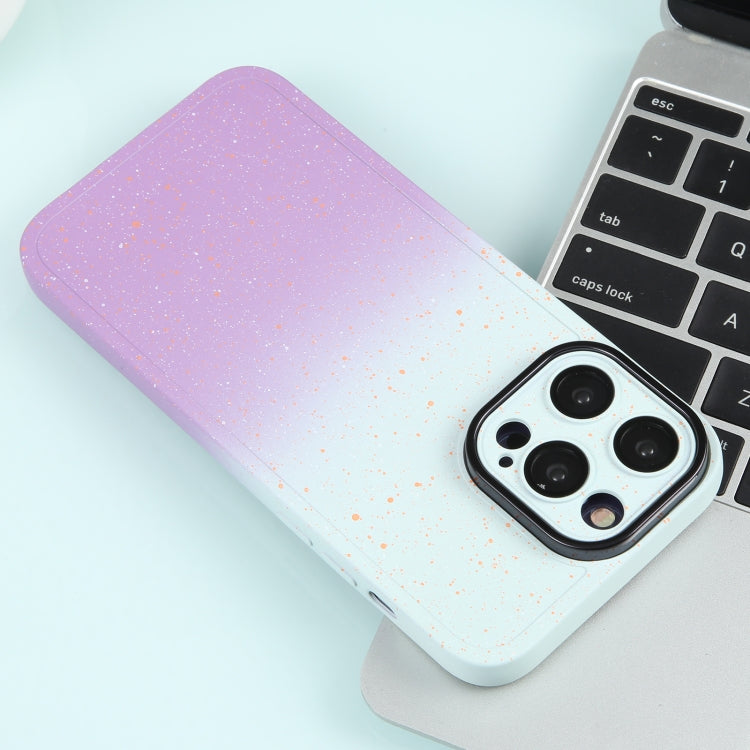 For iPhone 14 Pro Gradient Starry Silicone Phone Case with Lens Film(White Purple) - iPhone 14 Pro Cases by PMC Jewellery | Online Shopping South Africa | PMC Jewellery