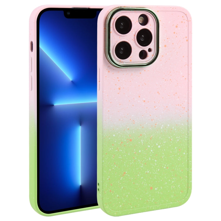 For iPhone 13 Pro Gradient Starry Silicone Phone Case with Lens Film(Pink Green) - iPhone 13 Pro Cases by PMC Jewellery | Online Shopping South Africa | PMC Jewellery