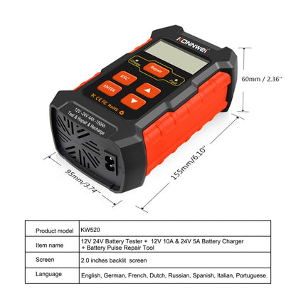KONNWEI KW520 12V / 24V 3 in 1 Car Battery Tester with Detection & Repair & Charging Function(US Plug) - Code Readers & Scan Tools by KONNWEI | Online Shopping South Africa | PMC Jewellery