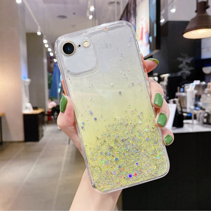 For iPhone SE 2022 / SE 2020 / 8 / 7 Starry Gradient Glitter Powder TPU Phone Case(Yellow) - iPhone SE 2022 / 2020 / 8 / 7 Cases by PMC Jewellery | Online Shopping South Africa | PMC Jewellery