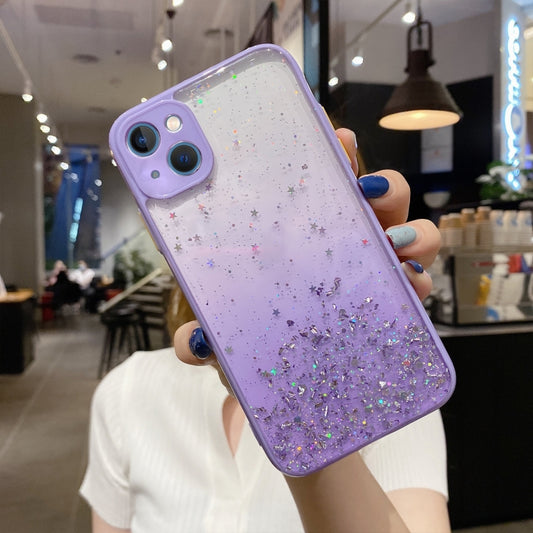 For iPhone 14 Starry Gradient Glitter Powder TPU Phone Case(Purple) - iPhone 14 Cases by PMC Jewellery | Online Shopping South Africa | PMC Jewellery