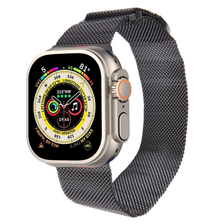 For Apple Watch Ultra 49mm Milanese Metal Magnetic Watch Band(Black) - Watch Bands by PMC Jewellery | Online Shopping South Africa | PMC Jewellery