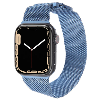 For Apple Watch 7 41mm Milanese Metal Magnetic Watch Band(Blue) - Watch Bands by PMC Jewellery | Online Shopping South Africa | PMC Jewellery