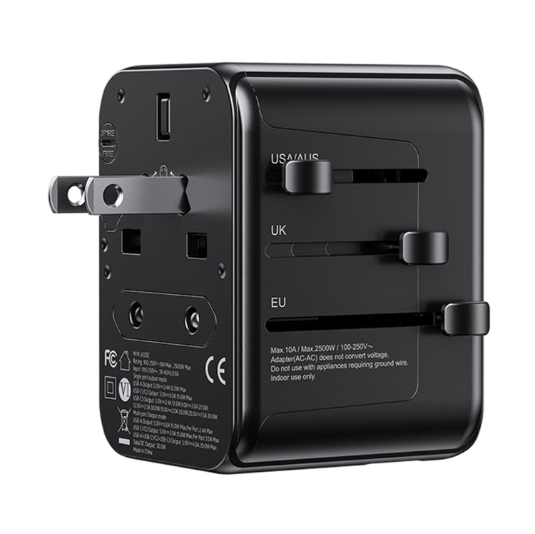 WK WP-U03 30W Multi Plug Travel Charger(Black) - Plug Adaptor by WK | Online Shopping South Africa | PMC Jewellery | Buy Now Pay Later Mobicred