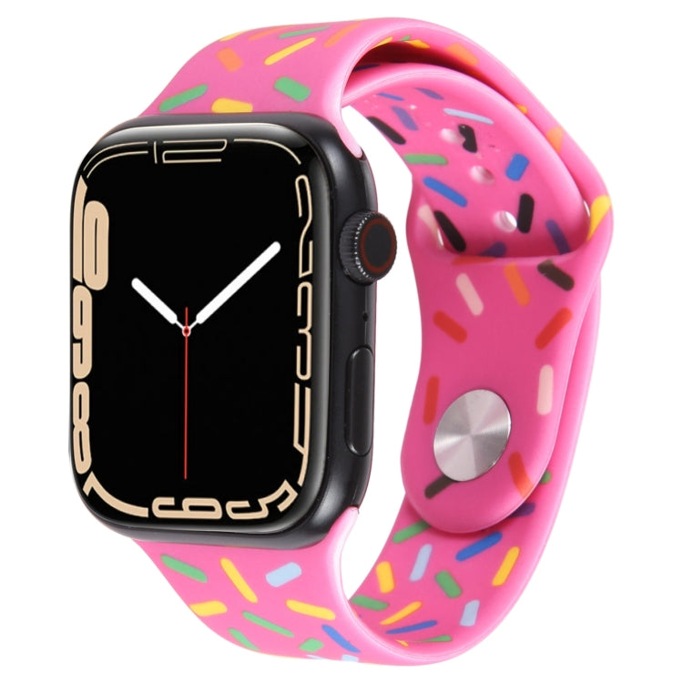 Rainbow Raindrops Silicone Watch Band For Apple Watch 8 41mm(Rose Red) - Watch Bands by PMC Jewellery | Online Shopping South Africa | PMC Jewellery