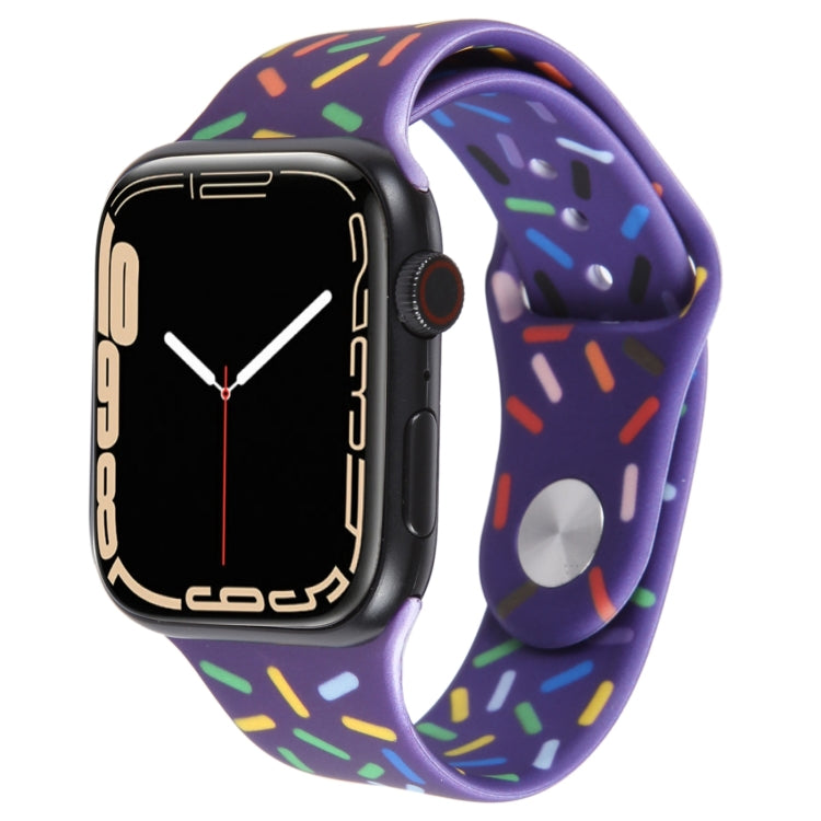 Rainbow Raindrops Silicone Watch Band For Apple Watch 8 41mm(Dark Purple) - Watch Bands by PMC TechLife | Online Shopping South Africa | PMC TechLife