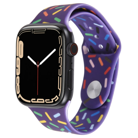 Rainbow Raindrops Silicone Watch Band For Apple Watch 8 41mm(Dark Purple) - Watch Bands by PMC Jewellery | Online Shopping South Africa | PMC Jewellery