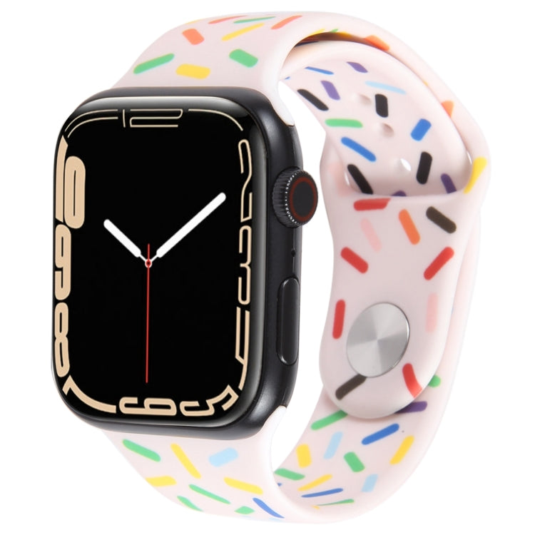 Rainbow Raindrops Silicone Watch Band For Apple Watch 8 45mm(Pink) - Watch Bands by PMC TechLife | Online Shopping South Africa | PMC TechLife