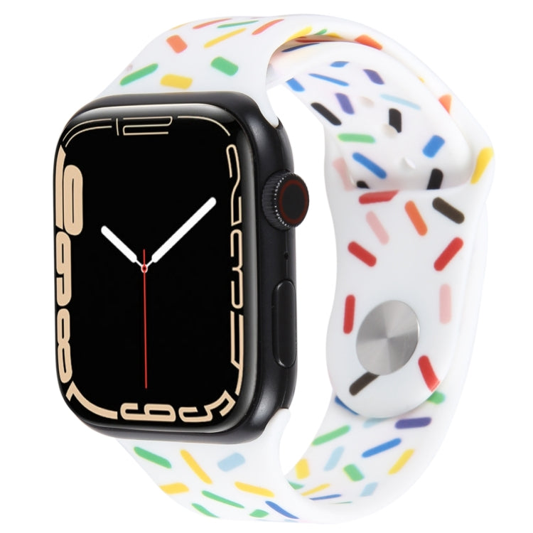 Rainbow Raindrops Silicone Watch Band For Apple Watch 7 41mm(White) - Watch Bands by PMC TechLife | Online Shopping South Africa | PMC TechLife